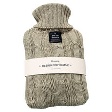 Soulich 麻花針織保溫熱水袋 灰豆綠外罩 1L, 1套