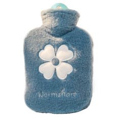 Soulych 四葉草保溫熱水袋 附外罩 孔雀藍 1L, 1套