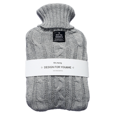 Soulrich 麻花針織保溫熱水袋 附外罩 煙燻灰 1L, 1套