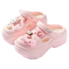 NUANZHIYUAN 暖之緣 三麗鷗 女士夏季外穿洞洞鞋/厚底增高沙灘涼拖鞋 ST24278 39-40, 25cm, 粉色