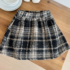 Abeef 兒童腰部鬆緊帶格紋迷你裙