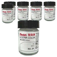 Pentel 飛龍文具 廣告顏料 POS-T29 白色 6罐, 30ml, 1色