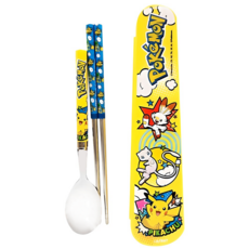 babybakery Lilfant X Pokémon 不鏽鋼餐具組 附收納袋, 筷子 + 湯匙 + 餐盒, 寶可夢, 1套