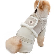 CHOCOPET house 狗狗仿羊皮胸背帶 + 牽繩套組, 象牙白, 1套