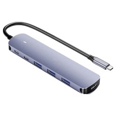 ANTIAN Type-C 6合1多功能HUB筆電轉接器 PD100W, 1個, 灰色