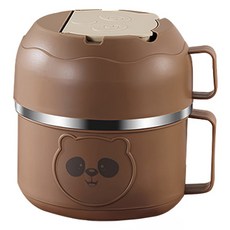 小熊316不鏽鋼2層便當盒 泡麵碗, 卡其色, 1個