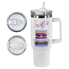 FECBK 把手汽車杯不鏽鋼水杯 + 蓋子 2個, 1套, 1.2L, 白色