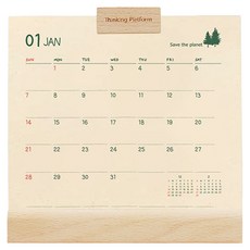 YANGJISA 2026 Little Planet 木質桌曆, 1個, 單一顏色