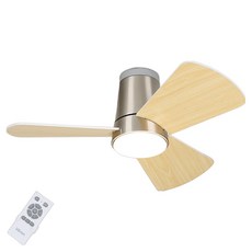 LISHIN Vitson Wonha IS 低噪音 LED 天花板燈 三色變換 遙控吊扇 19W 760mm, 鍍鉻 + 木質