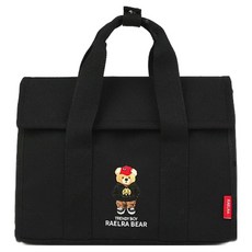 RaelraBear 女性用 Marondi 日常野餐帆布環保布料托特斜揹包, 黑色