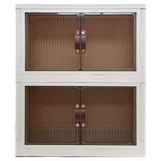 CHUNGSON 移動式折疊收納櫃 2層堆疊型折疊箱, 1個, 象牙白