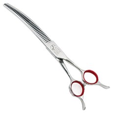 SILVER LINE 狗狗橡皮擦魔法曲線第二代美容剪刀 MDC7538, 1個, 銀色 + 紅色