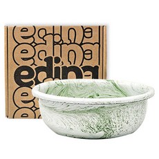 eding 大理石紋路琺瑯優格碗 麥片碗, 綠色紋路, 1個
