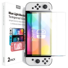 HOHOO 任天堂 Switch OLED 鋼化玻璃螢幕保護貼 2片組, 1套, 單一商品, 透明