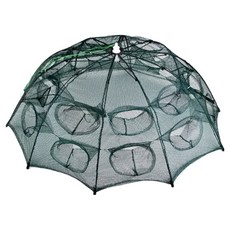 Nolbu Fishing 20孔雨傘型蝦網捕魚籠漁網採集網, 綠色