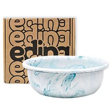 eding 大理石紋路琺瑯優格碗 麥片碗, 藍色紋路, 1個