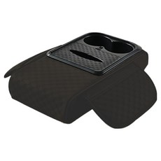 MUAN 多功能水杯架車用紙巾盒/車用夾縫收納袋/水杯面紙盒/車載扶手箱增高墊, 1個, 黑色