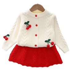 Arbe 毛球櫻桃針織上下裝套組