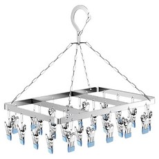 MUAN 方形扁條不鏽鋼多功能曬衣架 26夾, 藍色, 1個