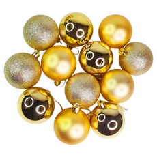 摩達客耶誕 霧亮混款 電鍍球吊飾12件組 聖誕樹裝飾球飾掛飾, 金色系, 1套