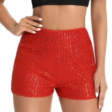 마켓피아 여성용 밸리 라틴 라인댄스 스팽글 숏팬츠
