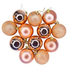 摩達客耶誕 霧亮混款 電鍍球吊飾12件組 聖誕樹裝飾球飾掛飾, 香檳粉金系, 1套