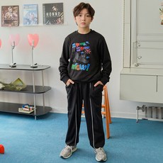 Uravi 兒童普普風貓咪長袖T恤 + Dudu桶形運動褲套裝