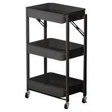 ONE HOUSE 免安裝折疊收納推車2件組 LM-K313-A1, 黑色, 3層