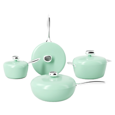 Velosan 溫崙山鵝卵石系列四件組, 1套, 炒鍋 + 煎鍋 + 雙耳湯鍋 + 單柄鍋, 綠色