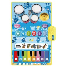 二合一音樂毯 腳踏鋼琴爵士鼓親子跳舞毯, 1個, 藍色款