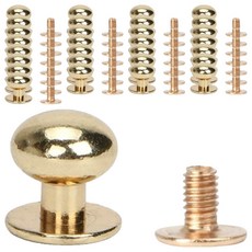 Khohimo 皮革工藝配件 閉合用和尚頭 10mm 50入 + 螺絲 50入 套組 5W0654, 1套, 金色
