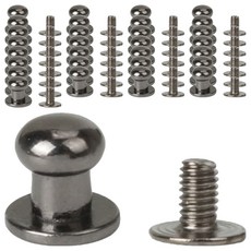 Khohimo 皮革工藝輔料 固定用和尚頭 6mm 50入 + 螺絲 50入 套組 5W0654, 1套, 曜石黑