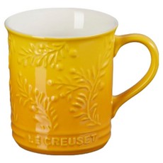LE CREUSET 橄欖雕花馬克杯 400ml, 1個, 杏桃黃