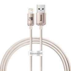 Baseus 倍思 晶耀系列 快充傳輸線 USB to iPhone 2.4A, 1.2m, 1個, 粉色