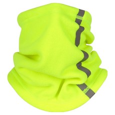 Porabella 保暖抗寒舒適透氣雙面絨反光條伸縮拉扣柔軟面罩 WMF003, 1個, 螢光綠色