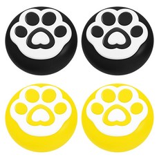 SPACE SHIELD 任天堂 Switch 2 Joy-Con 相容 愛心貓爪搖桿帽 2款 x 2p 套組, 1套, 黑白色, 黃白色, 單一商品