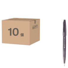 Pentel 飛龍文具 柔繪筆 SES15C-A 黑色/烏羽, 黑色, 10支