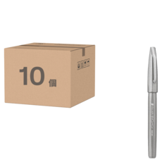 Pentel 飛龍文具 柔繪筆 SES15C-N 鈍灰色, 10支