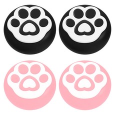 SPACE SHIELD 任天堂 Switch 2 Joy-Con 相容 愛心貓爪搖桿帽 2款 x 2p 套組, 1套, 黑白色, 粉白色, 單一商品