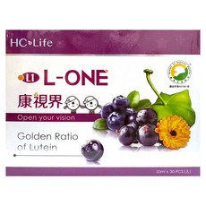 L-ONE 康視界 頂級液態金盞花葉黃素藻紅素 花青素枸杞多醣體 晶采水潤舒適 好吸收 高單位 美國專利, 20ml, 30包, 1盒
