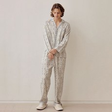 Lunaluz 男士Soleil莫代爾棉長袖翻領兩件式睡衣