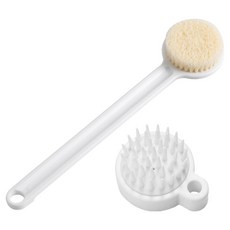 블랙조인 각질 제거 바디브러쉬 + 샴푸브러쉬 세트, 화이트, 1세트