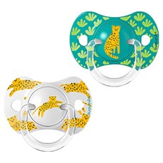 suavinex 蘇維妮 扁圓型安撫奶嘴2件組, 1套, 迷幻熱帶 黃色 + 綠色, 6~18個月