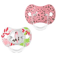 suavinex 蘇維妮 扁圓型安撫奶嘴2件組, 1套, 迷幻熱帶 粉紅色, 0~6個月