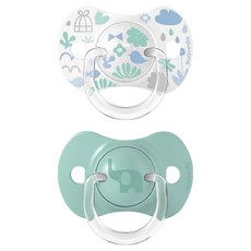 suavinex 蘇維妮 扁圓型安撫奶嘴2件組, 1套, 親密回憶 藍色, 6~18個月