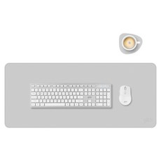 지클릭커 가죽 장패드 데스크 매트 900 x 400 mm + 티코스터 세트, 라이트 그레이, 1세트
