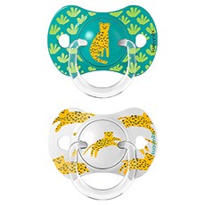 suavinex 蘇維妮 扁圓型安撫奶嘴2件組, 1套, 黃色 + 綠色, 0~6個月