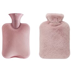 Onco Pick 水瓶造型大容量溫水熱敷袋 兔毛粉紅色 1000ml, 1個