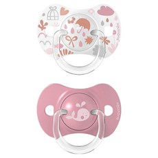 suavinex 蘇維妮 扁圓型安撫奶嘴2件組, 1套, 親密回憶 粉色, 18個月