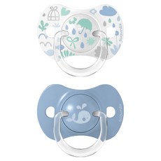 suavinex 蘇維妮 扁圓型安撫奶嘴2件組, 1套, 親密回憶 藍色, 18個月